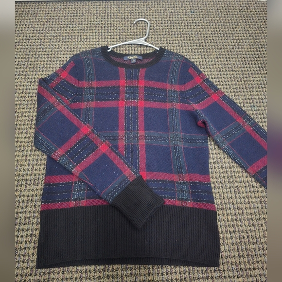 Navy and Red Plaid Sweater - Picture 8 of 10